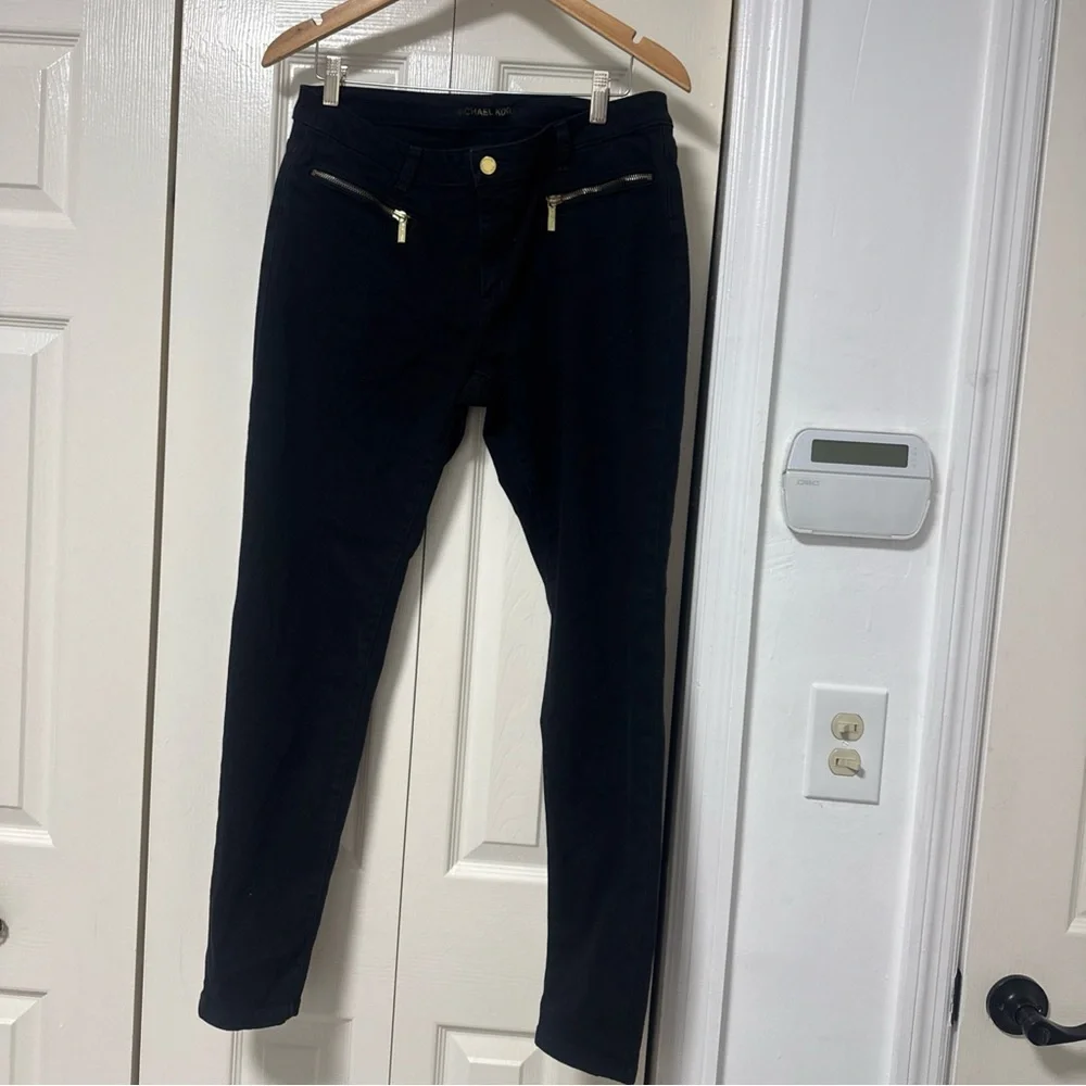 Michael Kors Black Skinny Pants with Gold Hardware
